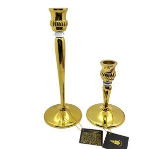 Partylite Candle Holder Set of 2 P0441 7" Gold-Tone Brass “Richmond” Retired